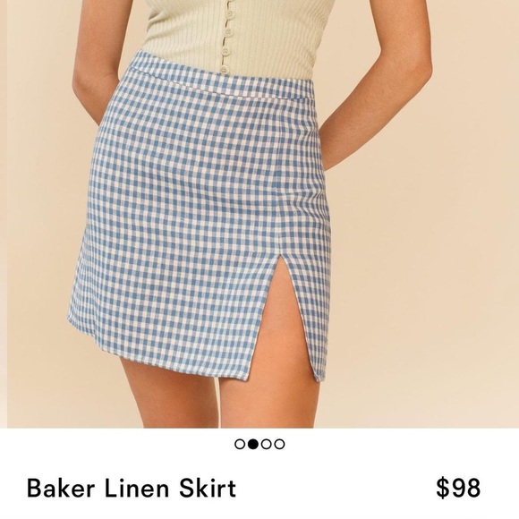 Reformation Dresses & Skirts - Reformation Baker linen skirt blue and white check size 2